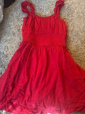 Hollister Red Ruffled Strap Casual Sundress